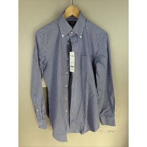 Makers Shirt Japan Easy Care Performance Gingham Blue Plaid Medium Slim Fit